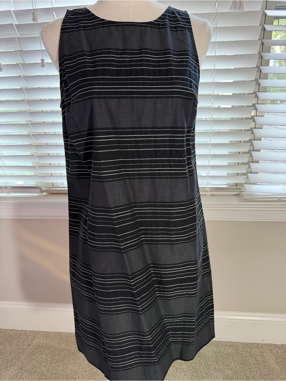 LOFT Black Striped Knit Dress